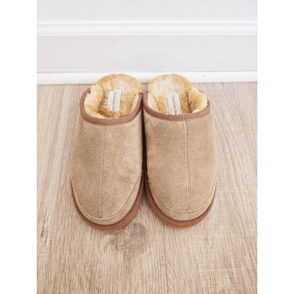 The Vermont Country Store Sheepskin Suede Leather Shearling Fur Slippers Mens 10 - Picture 5 of 10